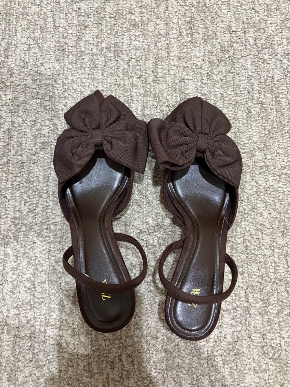 Zara Brown Bow-Strap Women's Heels